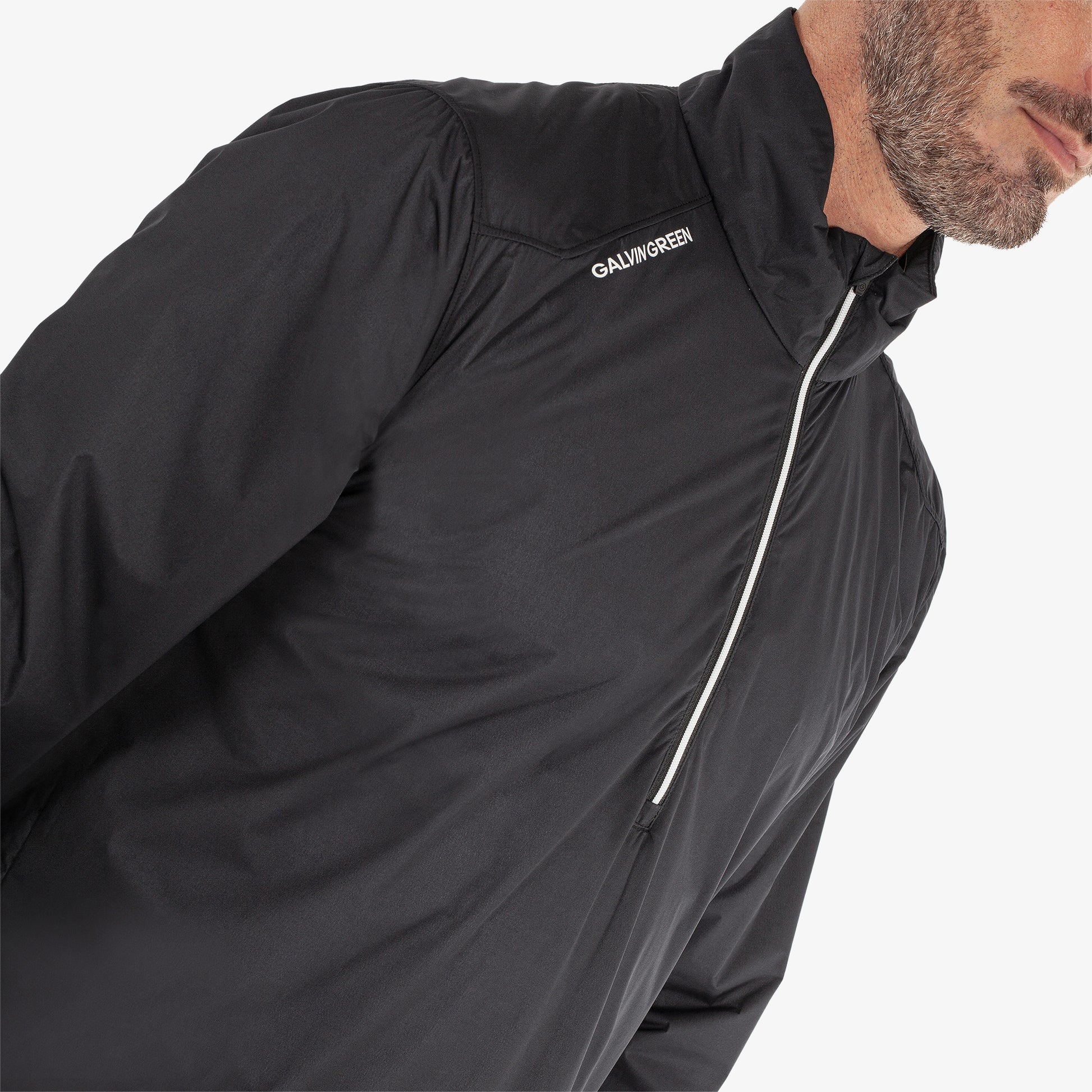 Galvin Green Mens Black Windshirt with Water Repellent Finish