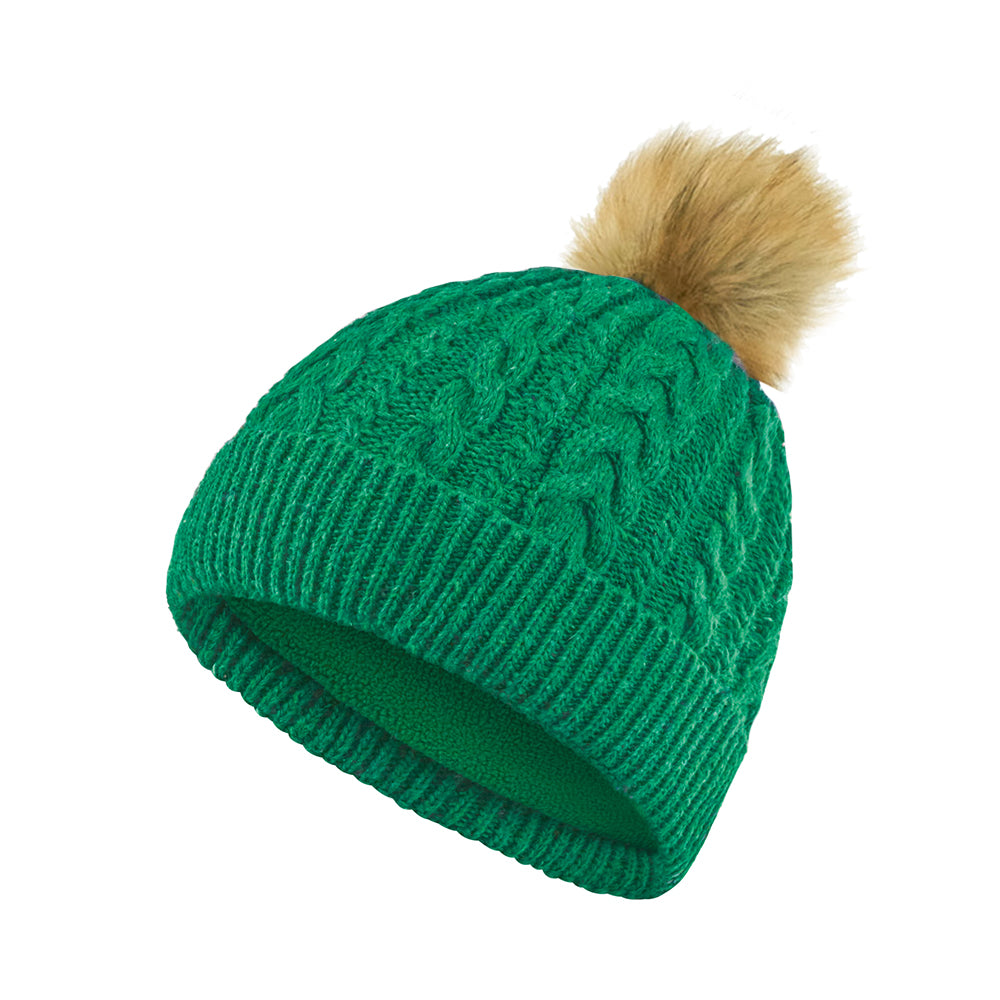 Surprizeshop Ladies Lined Waterproof Bobble Hat with Cable Knit Design