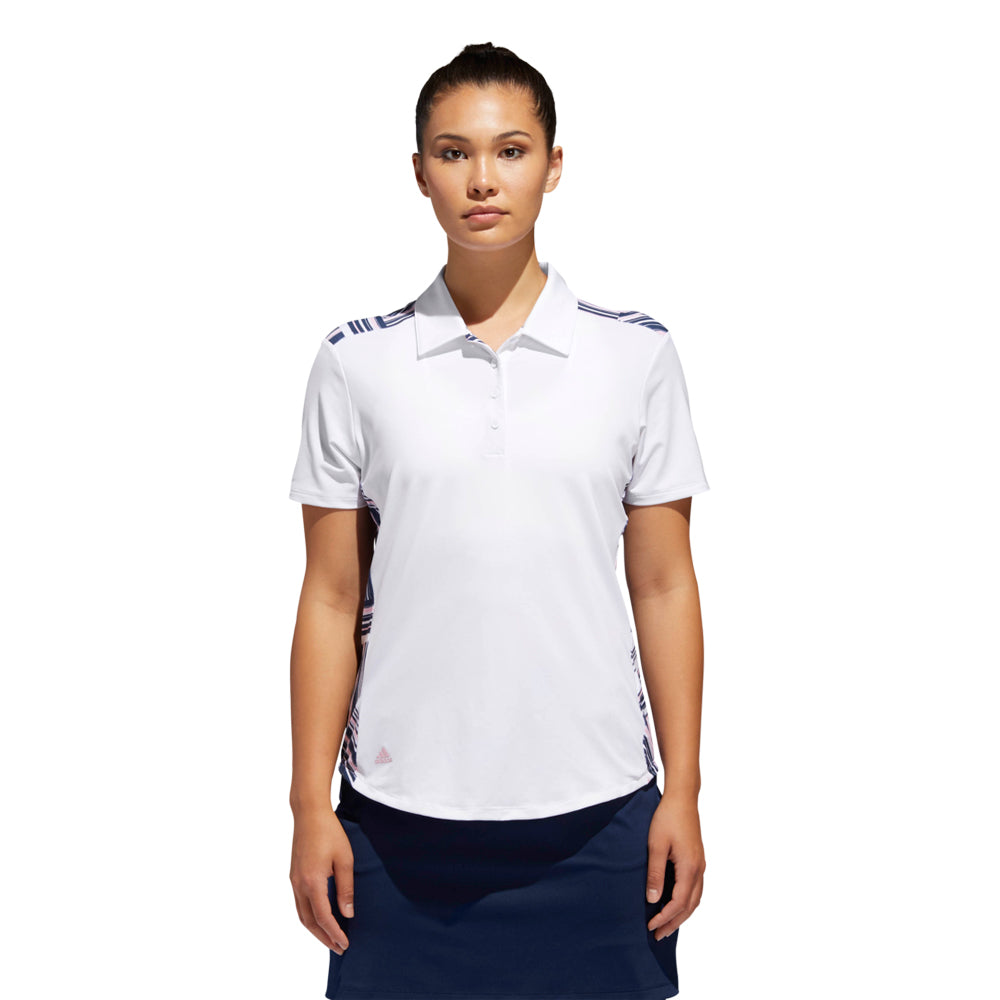 adidas Ladies Short-Sleeve Geometric Print Golf Polo - XS Only Left