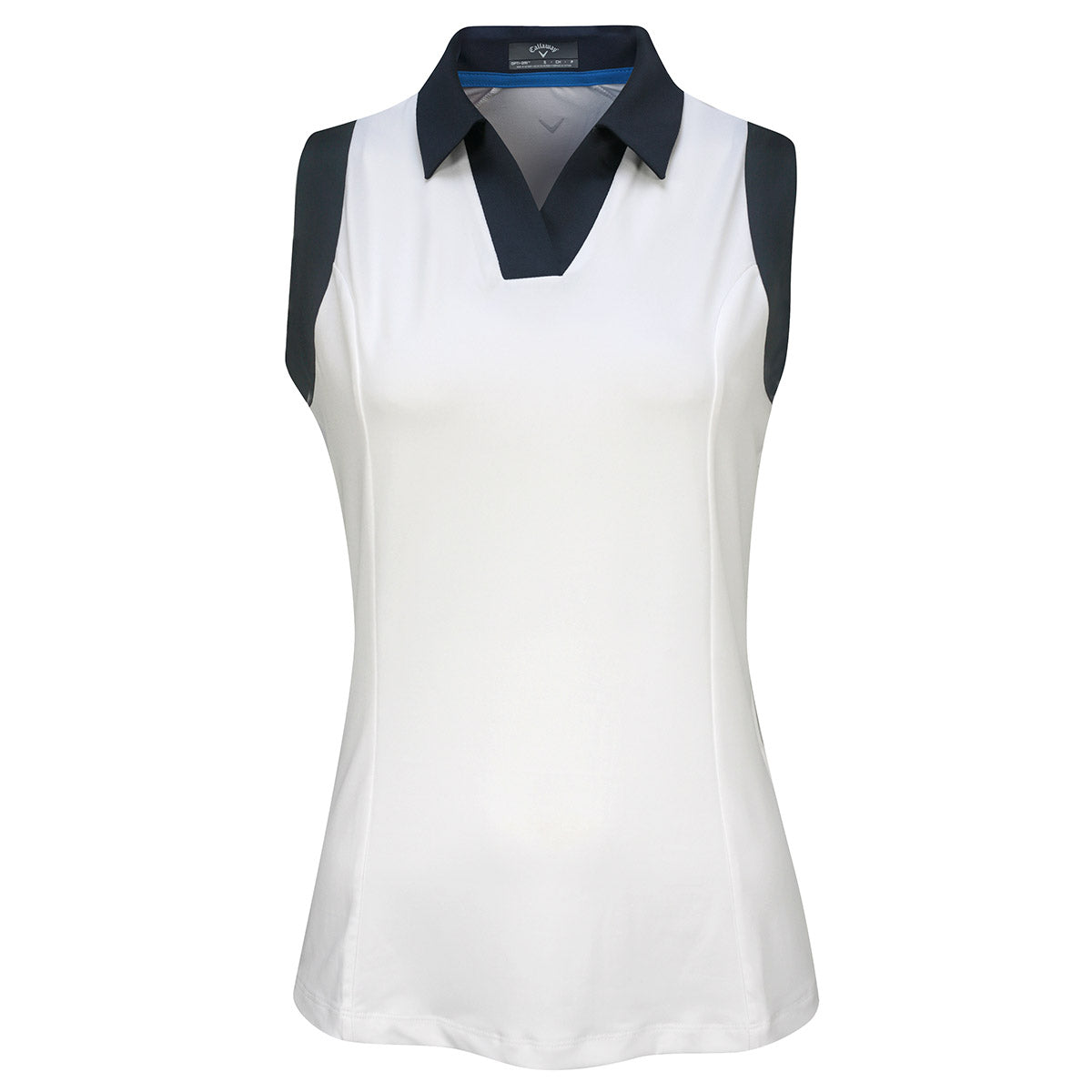 Callaway Ladies Sleeveless Colour Block Polo Shirt in Brilliant White