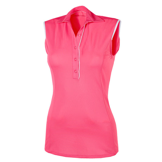 Galvin Green Ladies VENTIL8 PLUS Sleeveless Polo in Deep Pink & White