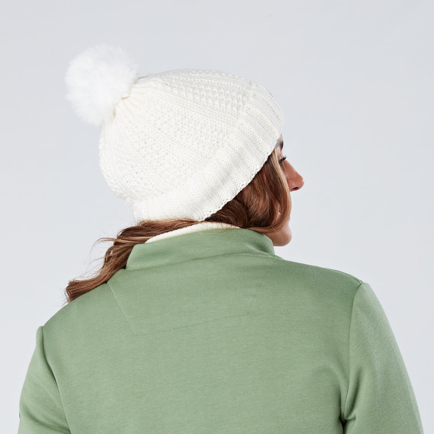 Swing Out Sister Fleece Lined Bobble Hat in Winter White