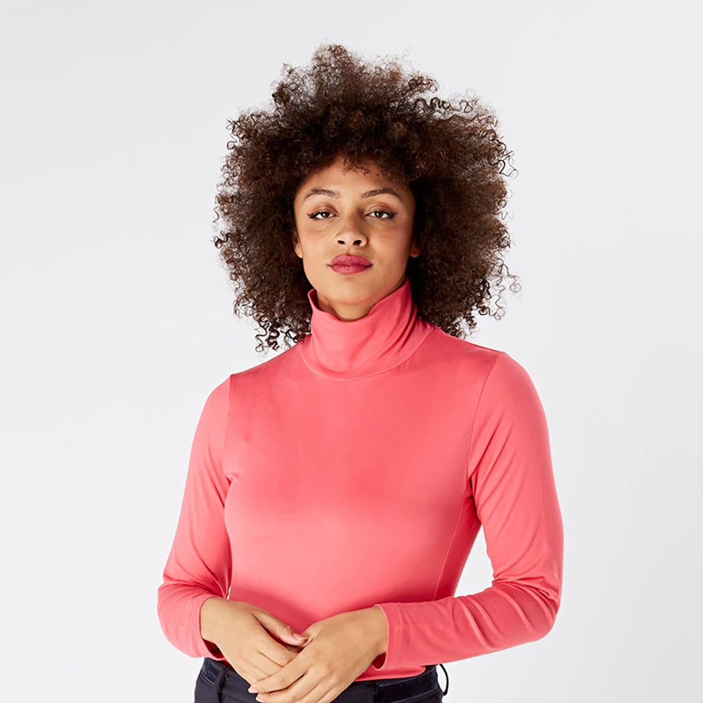 Swing Out Sister Ladies Long Sleeve Roll Neck in Hot Pink - XL Only Left