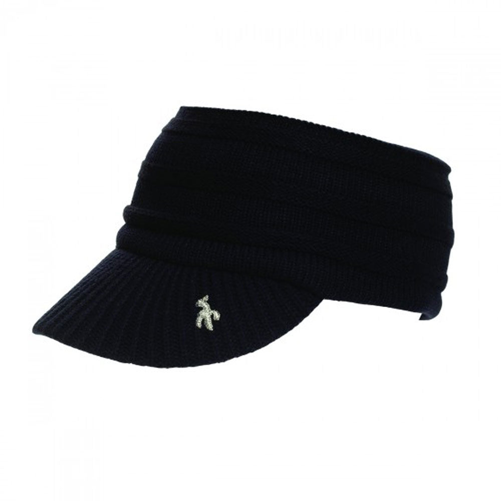 Green Lamb Ladies Cable Knit Visor in Black