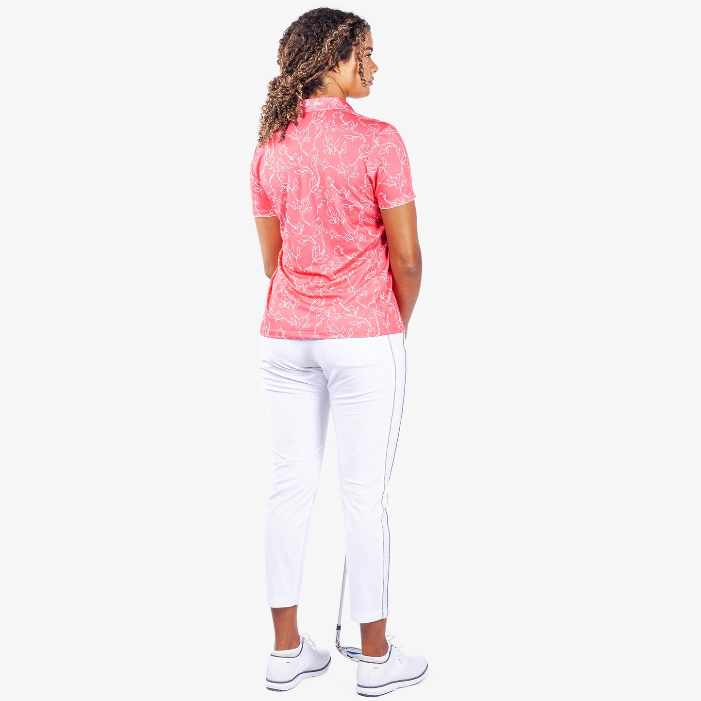 Galvin Green Ladies VENTIL8 PLUS Short Sleeve Polo with Floral Print  in Camelia Rose