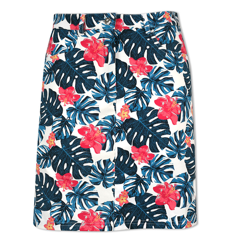 Glenmuir Ladies 4-Way Stretch Skort in Cobalt Tropical Print - Last One Size 8 Only Left