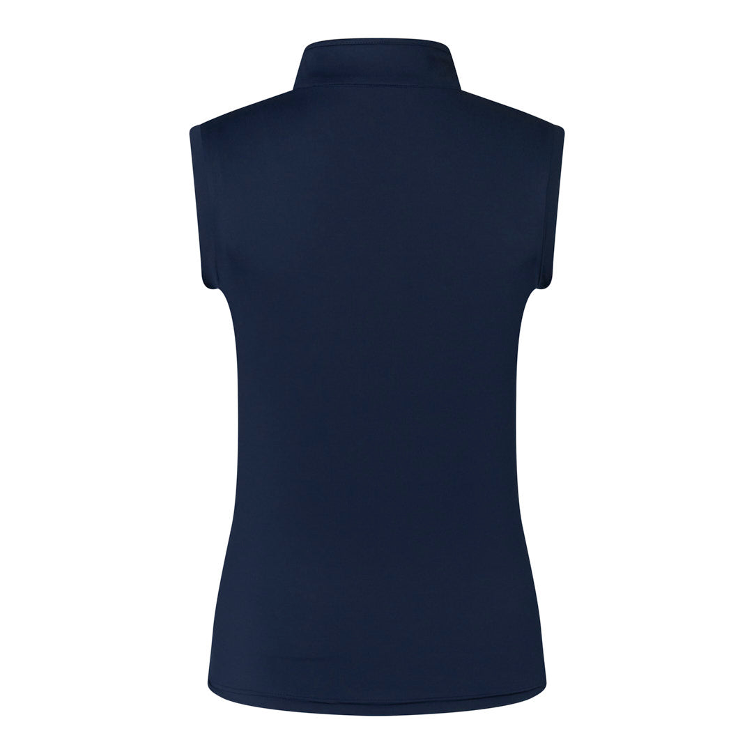 Pure Ladies Textured Wave Print Sleeveless Polo Shirt in Navy
