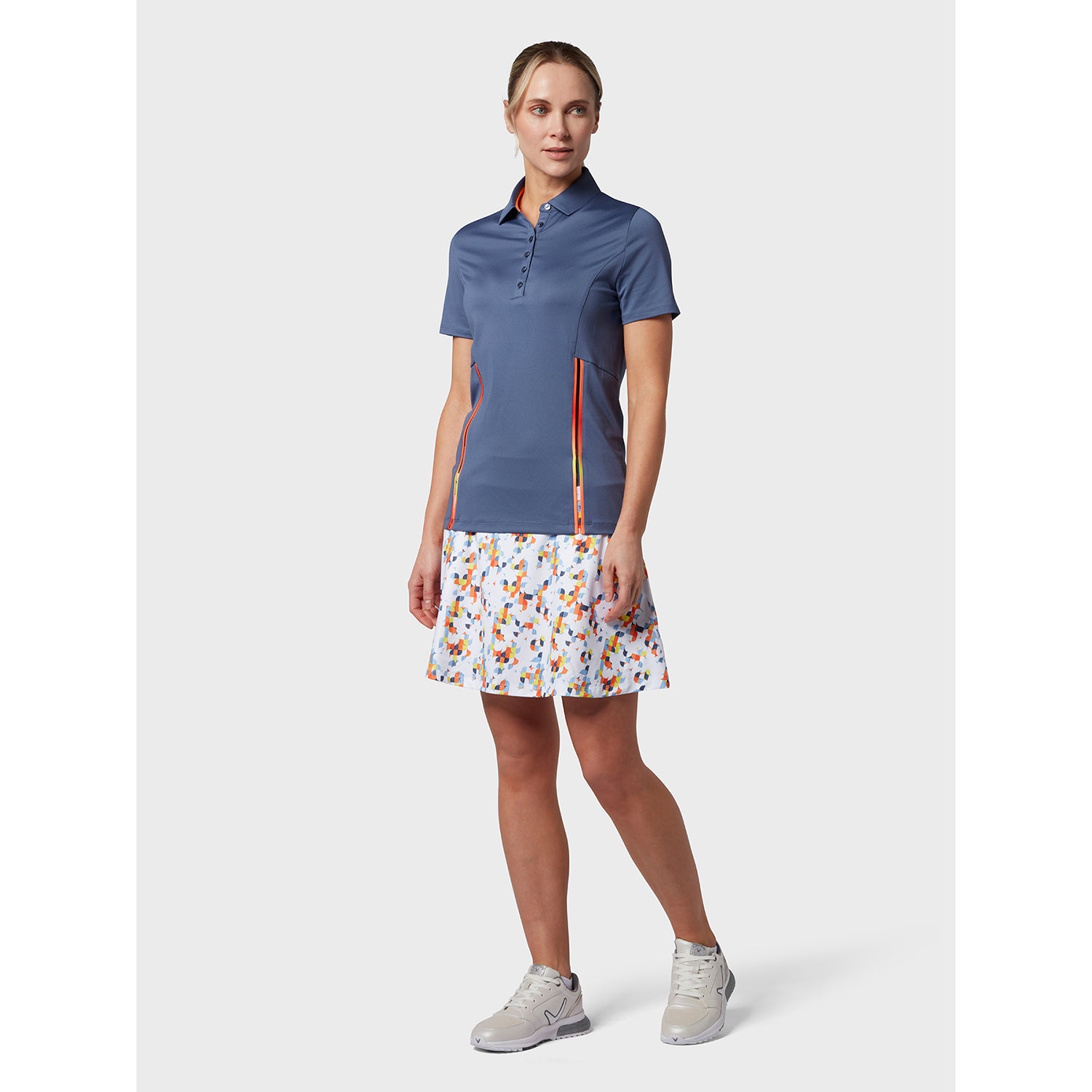 Callaway Ladies Short Sleeve Colorblock Golf Polo in Blue Indigo